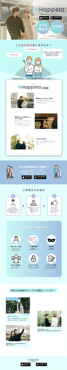 マッチングアプリコーポレートサイト用ワイヤーフレーム制作
