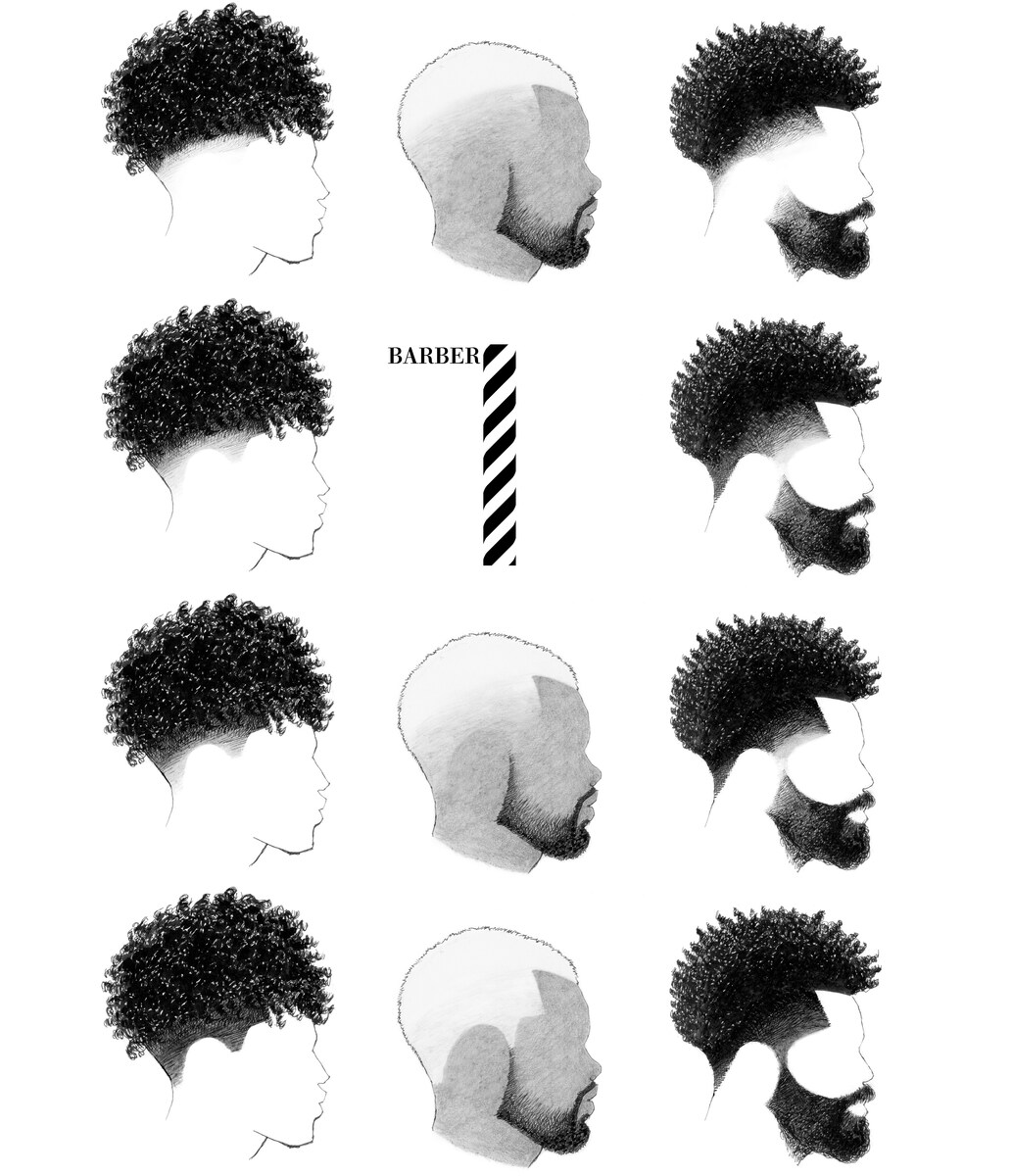 BARBERショップ、カットイラスト