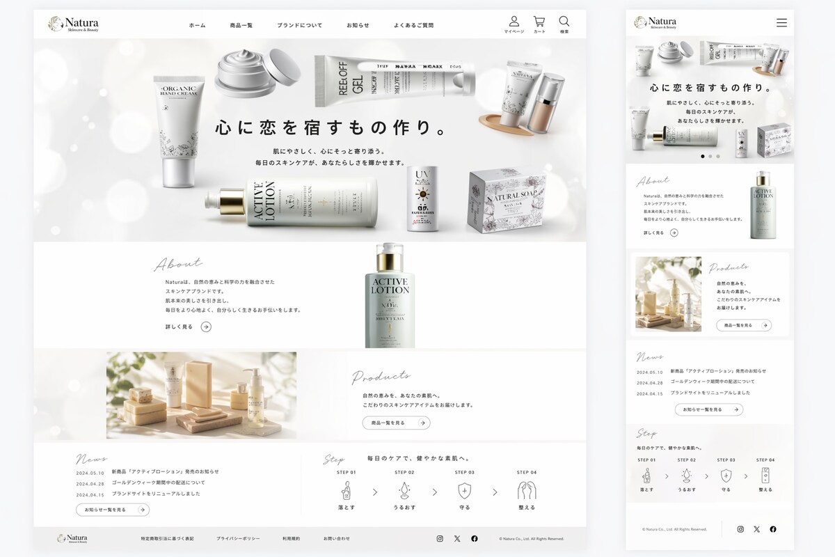 ナチュラル系コスメサイト（架空）