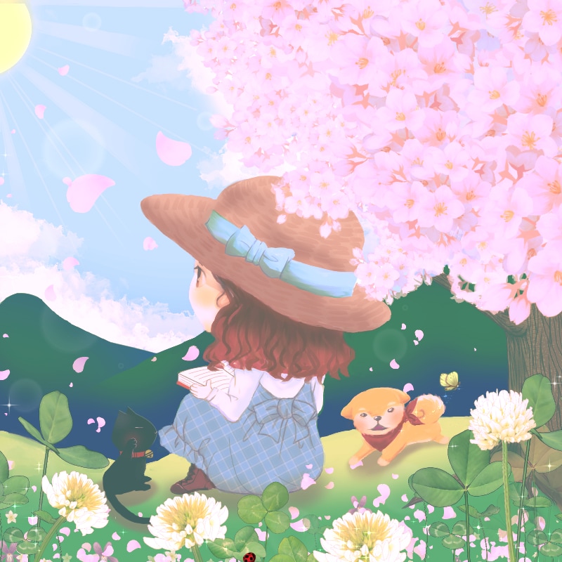 桜の下で