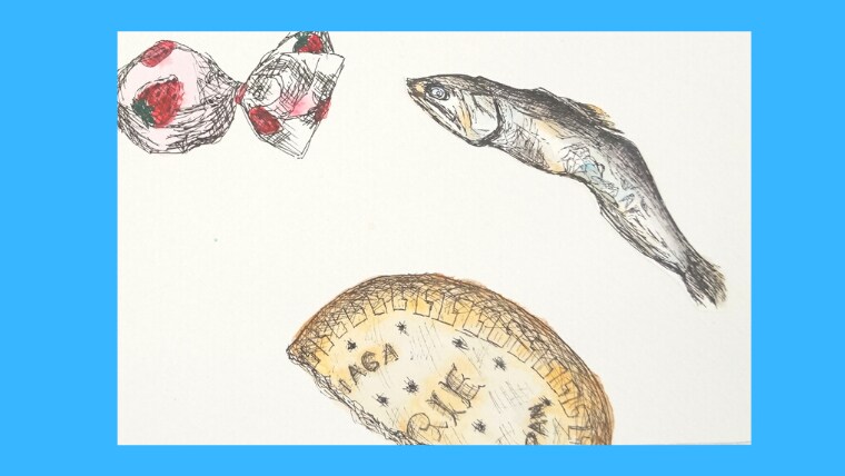 身近なものを描く　スケッチ　水彩色鉛筆