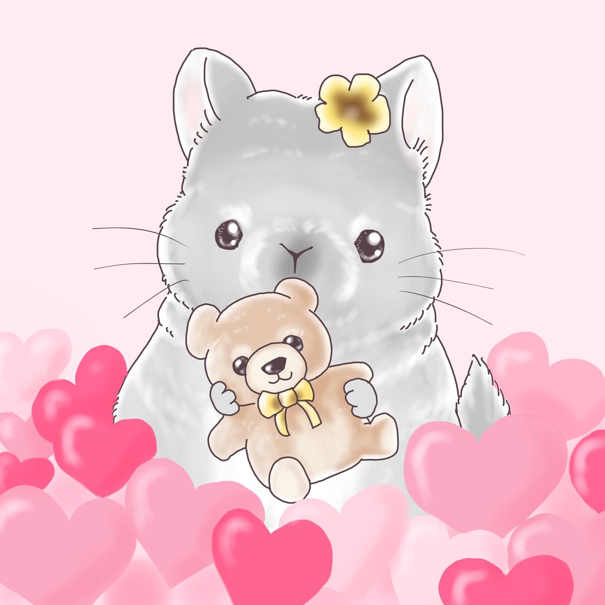 子どものチンチラマシュマロちゃんのアイコン作成