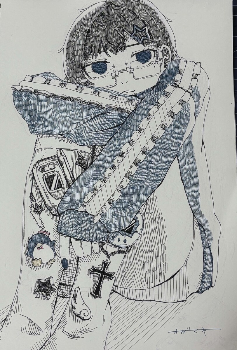 Y2Kモチーフの女の子イラスト
