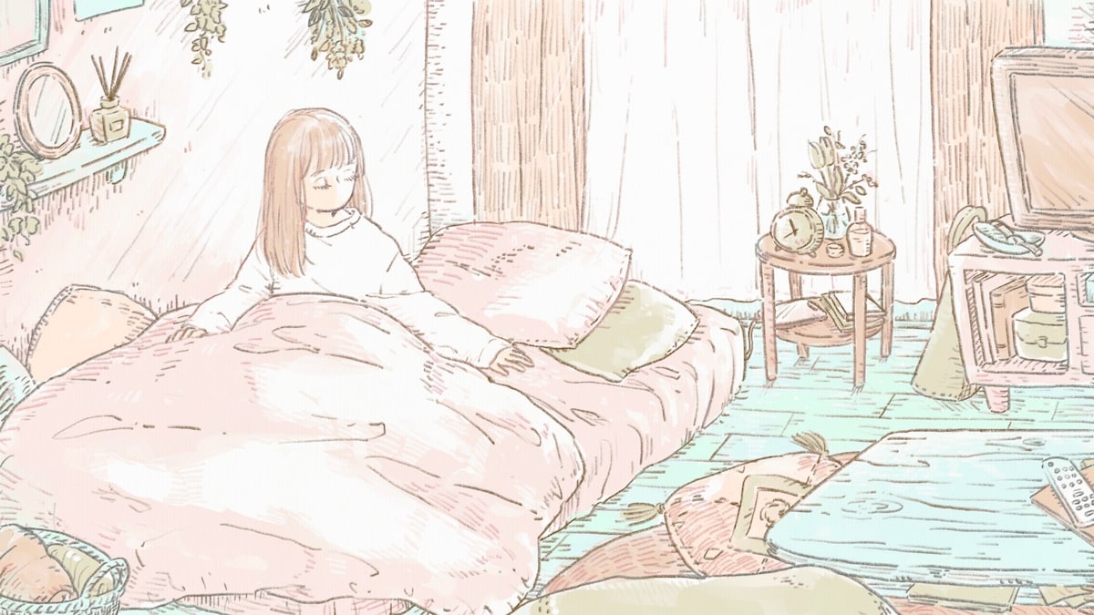 ieneko△△様 楽曲「ふとんのしわも」動画用イラスト