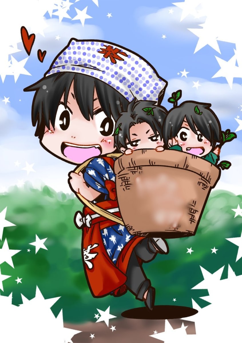 お茶つみのイラスト