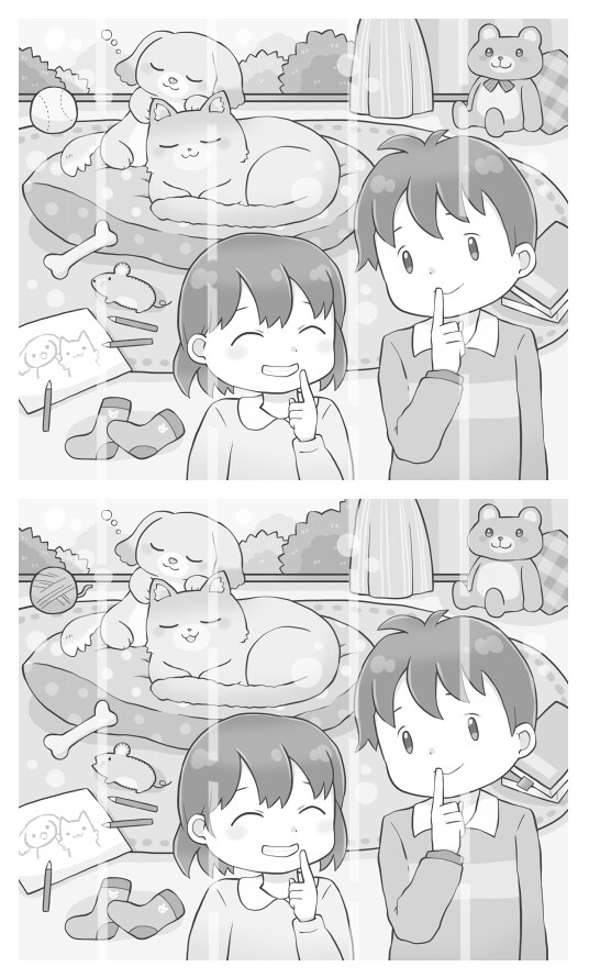 間違い探しサンプル（モノクロ）