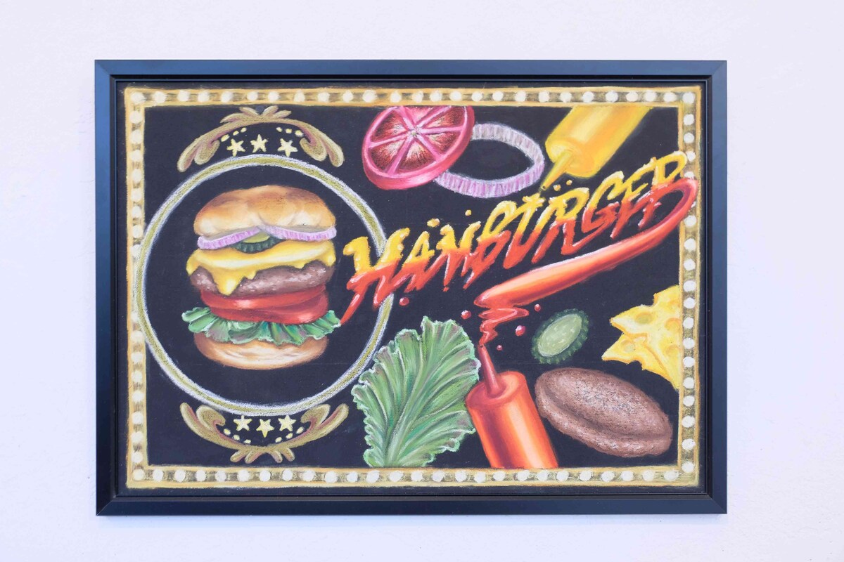 ハンバーガーのチョークアート