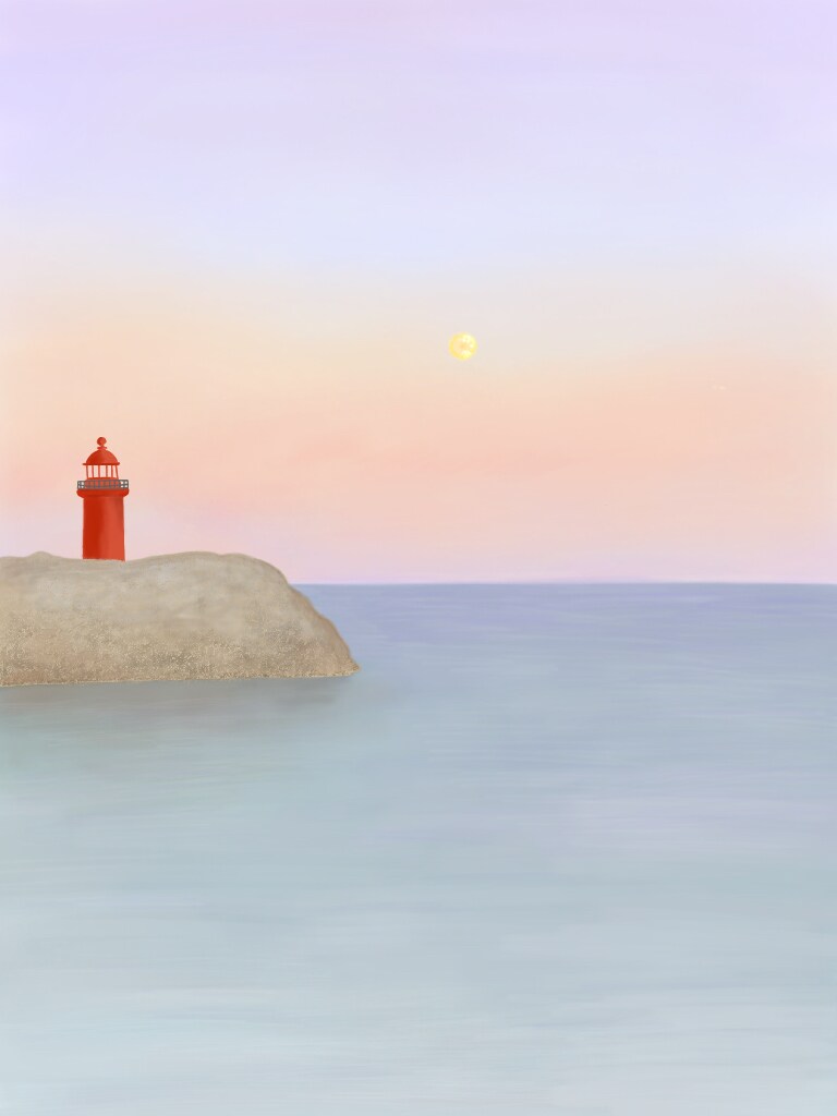 灯台と夕暮れ