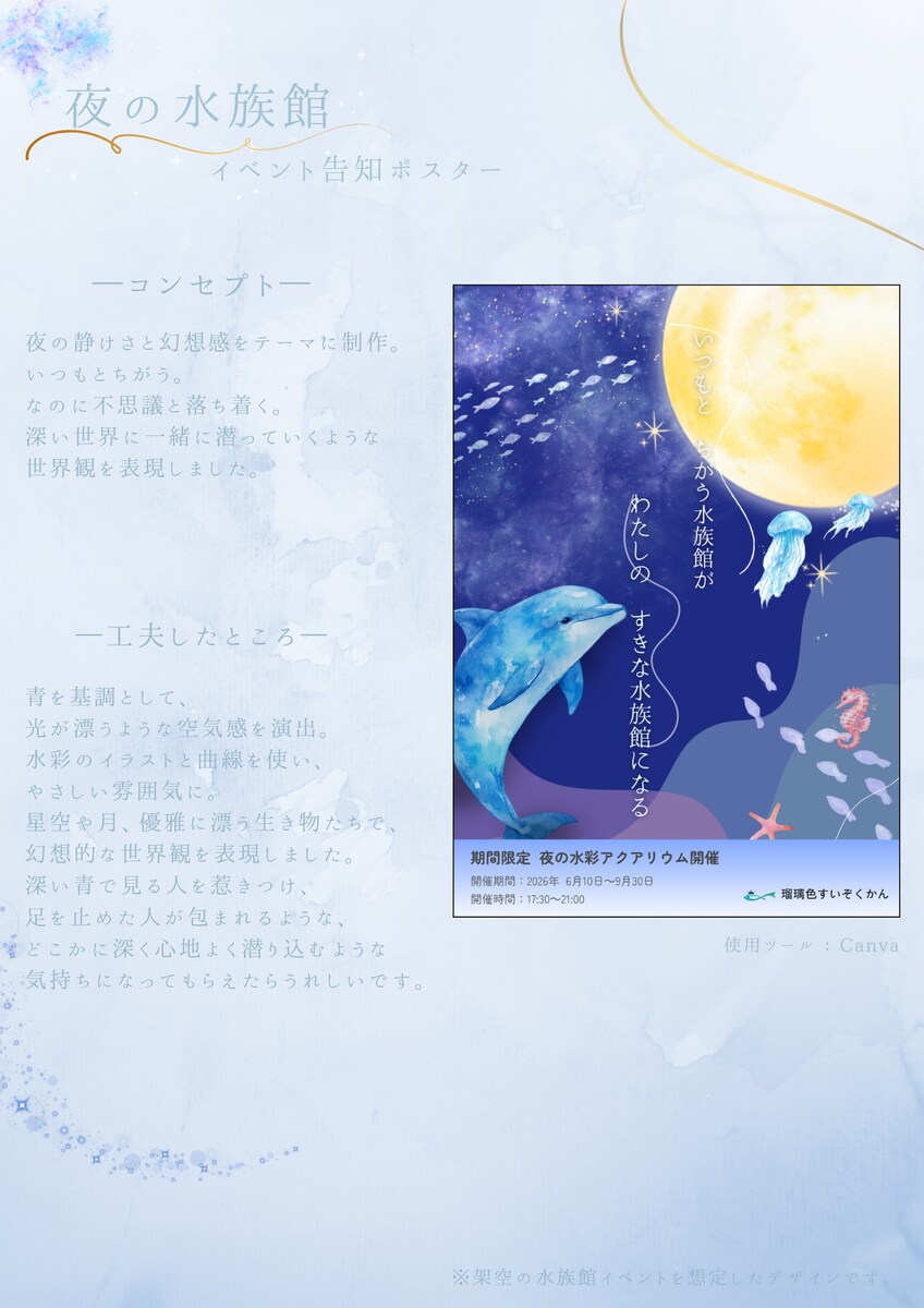 イベント告知ポスター 「夜の水族館」