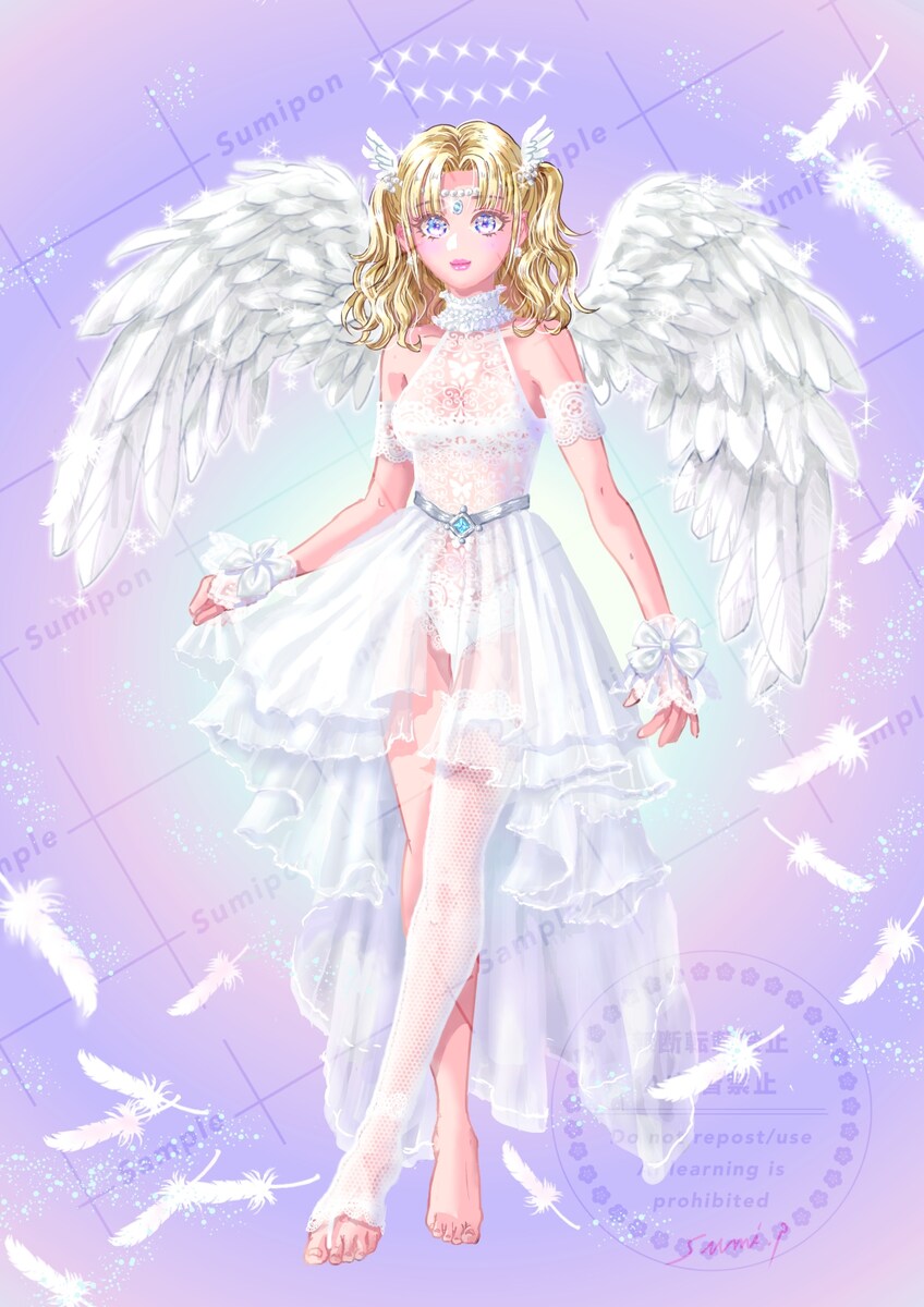 淡い透明感の天使の一枚絵　全身