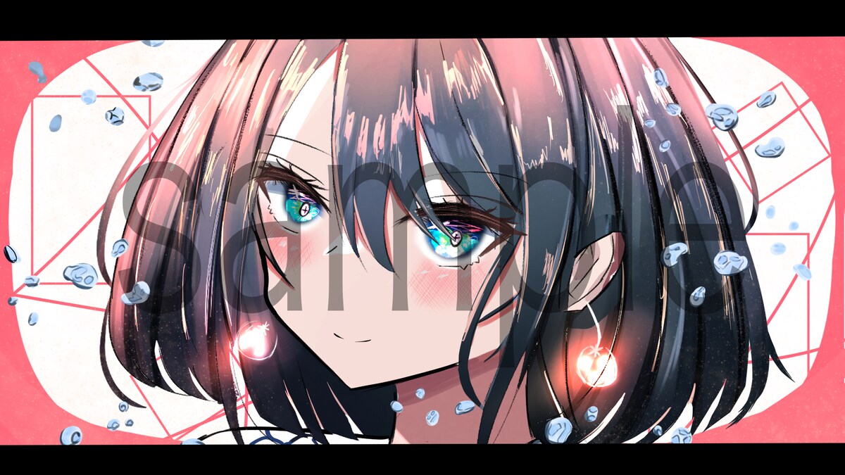 オリジナルキャラの歌ってみた風のイラストです。