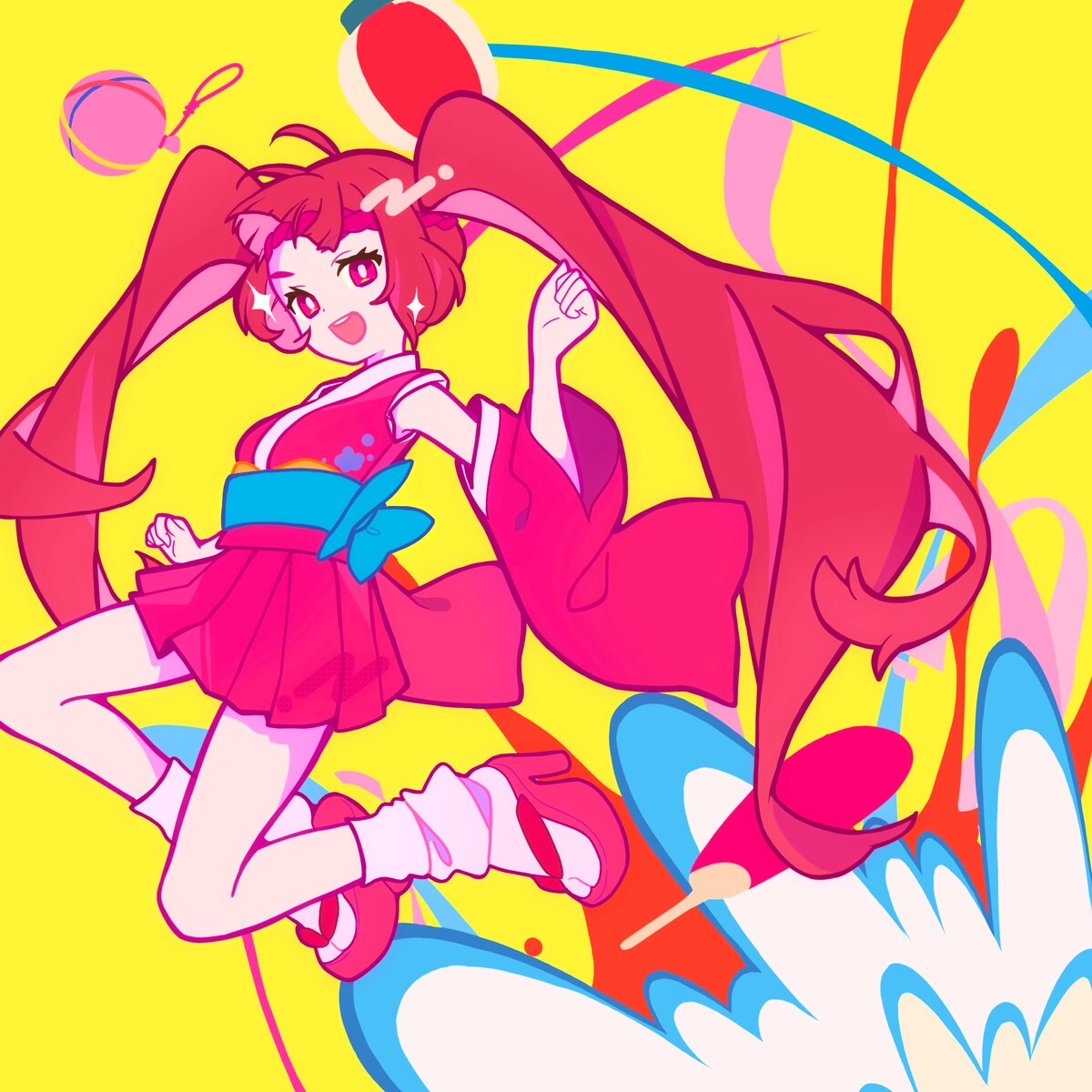 お祭りをポップに表現したイラスト