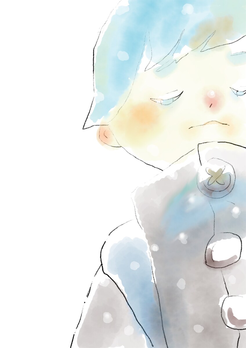 オリジナル　水彩調イラスト　初雪
