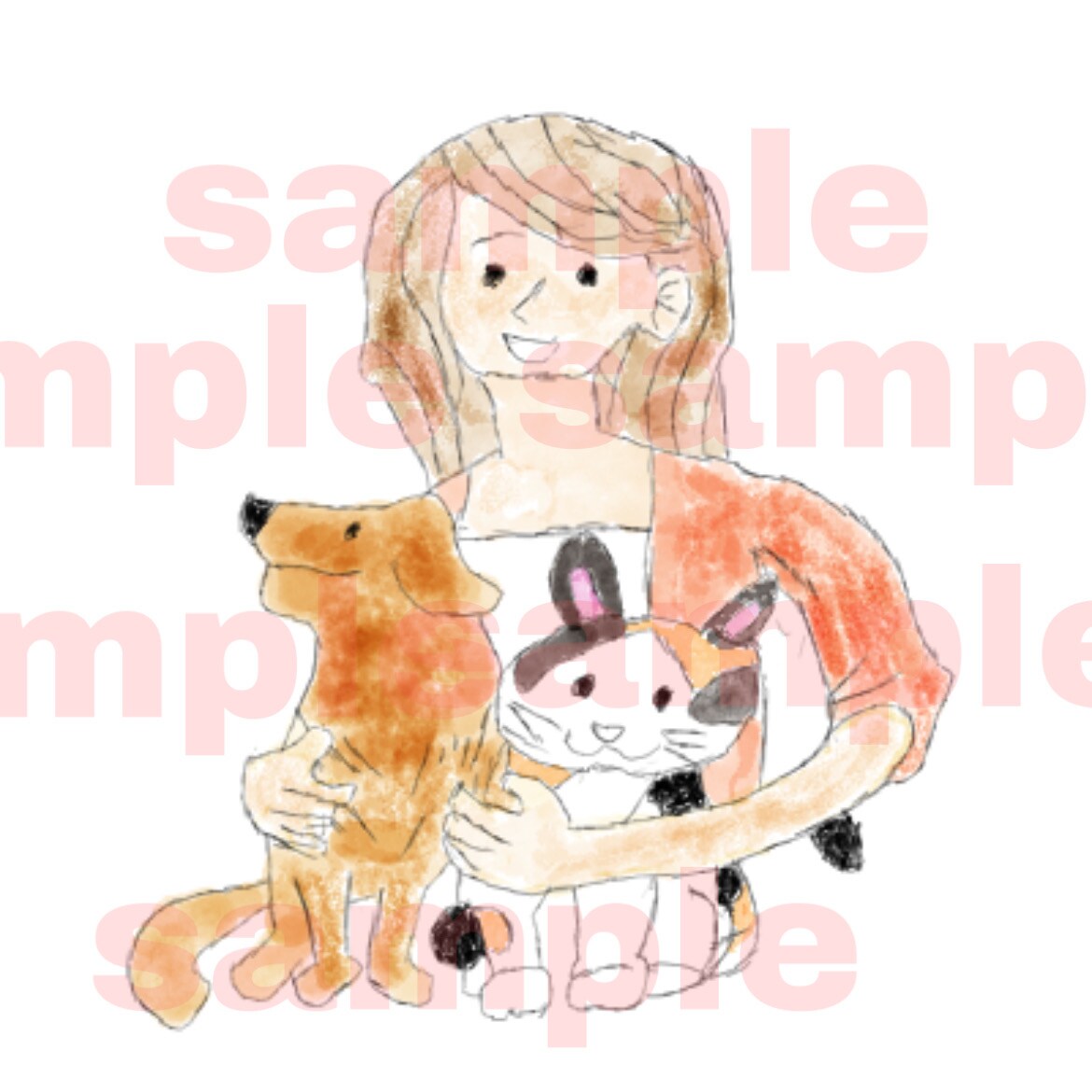 犬と猫を抱き抱える女性