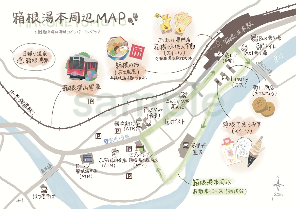 箱根湯本周辺マップ（箱根登山鉄道）