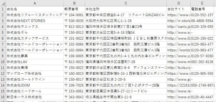 求人サイトのスクレイピング（データ抽出）
