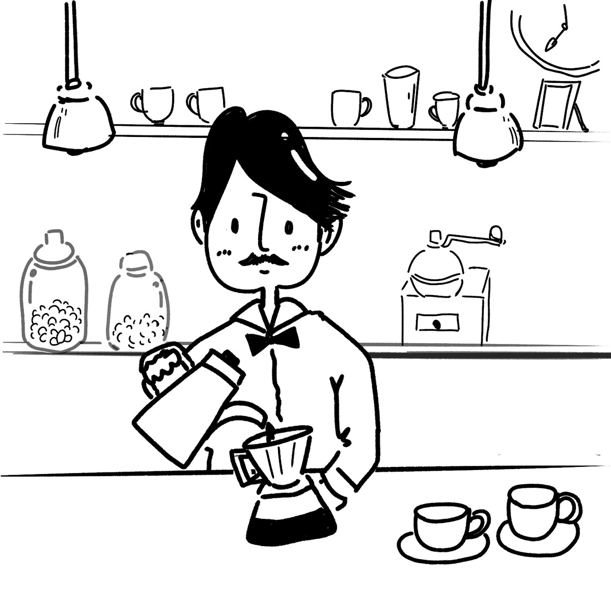 カフェカウンター(モノクロ)