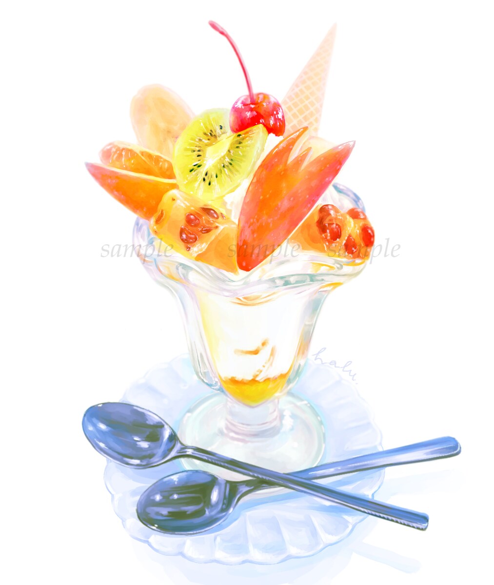 食べ物イラスト作品例(ういろうパフェ)