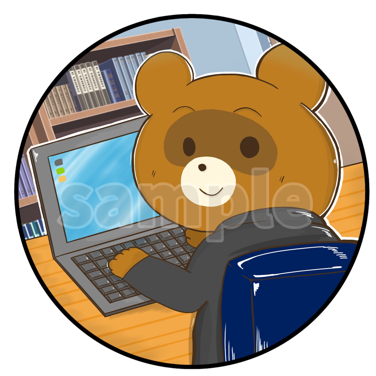パソコンを操作するクマのイラスト
