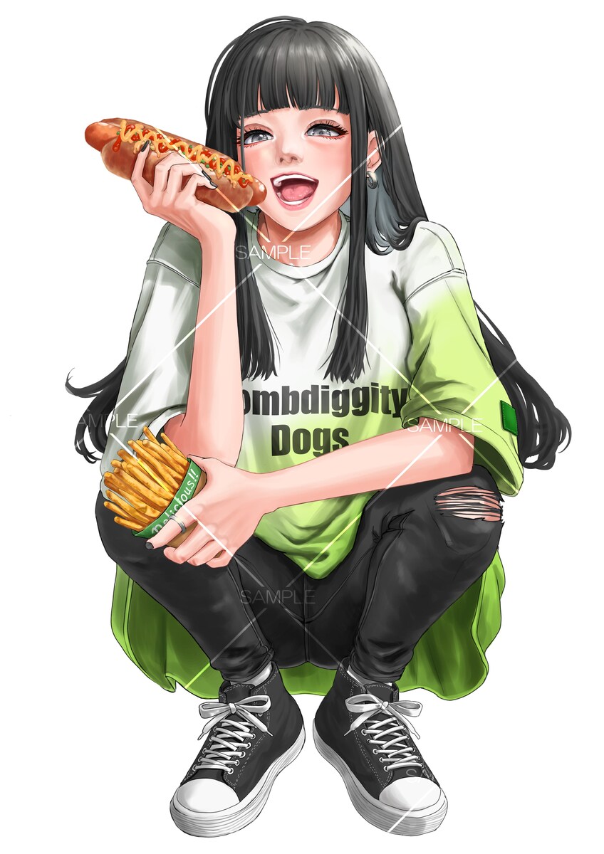 ホットドッグ店舗　オープンに当たっての販促用イラスト