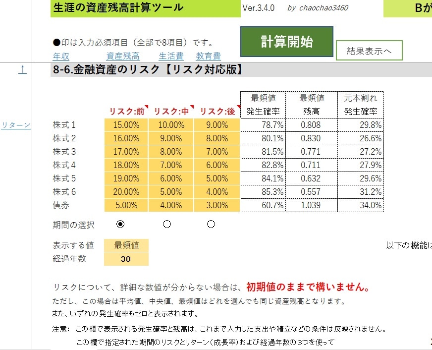 リスク設定画面（オプション）