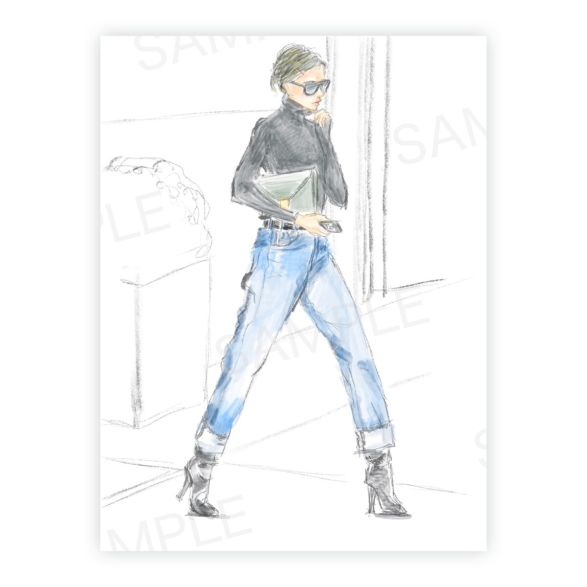 ストリートスナップ風のイラスト