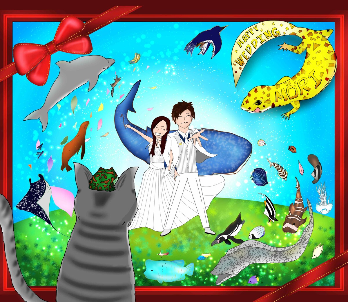 友人の入籍祝いで描いたイラスト