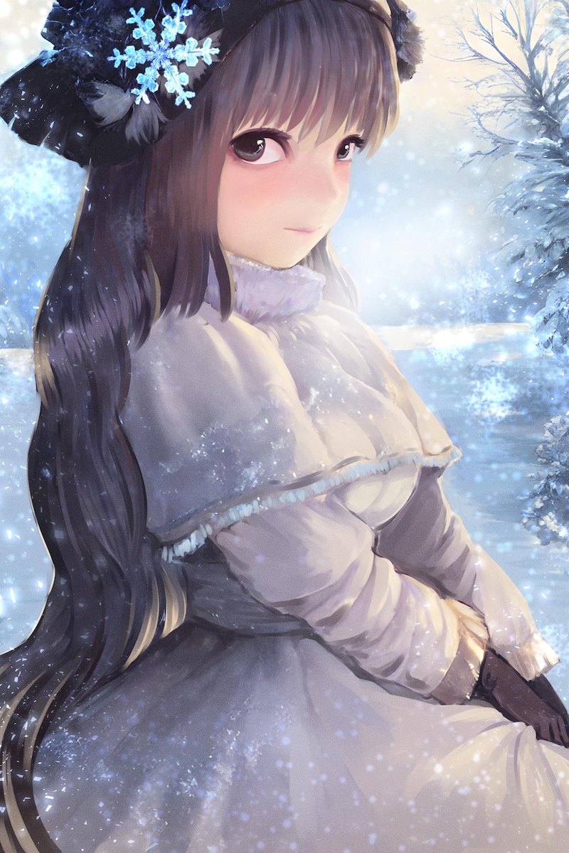 冬のドレスを着た少女