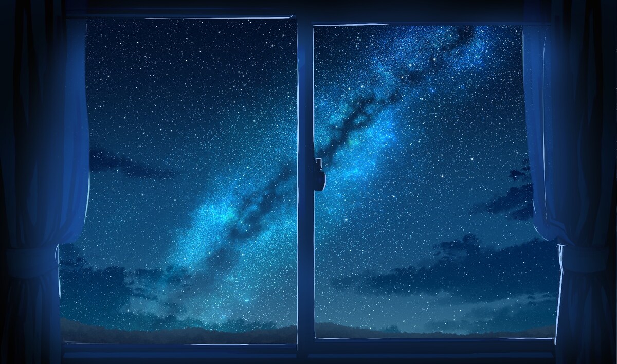 窓から見える夜空