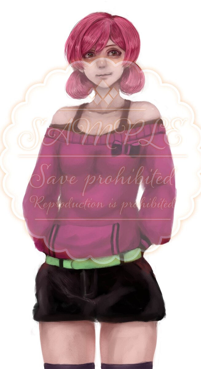 好戦的な気の強いピンク髪の女の子：オリジナルキャラクター
