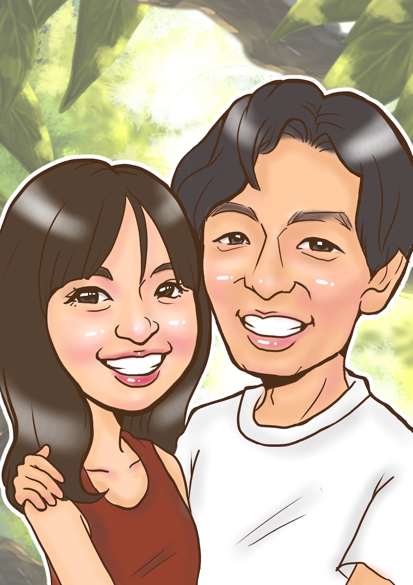 結婚記念思い出の似顔絵