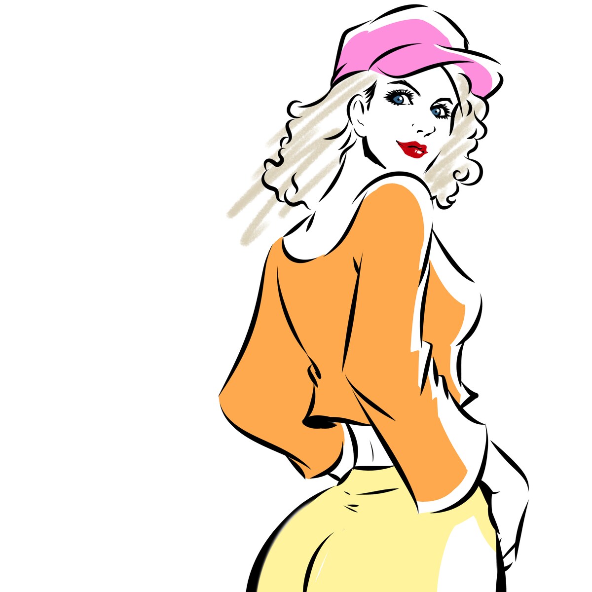 振り向いた女性