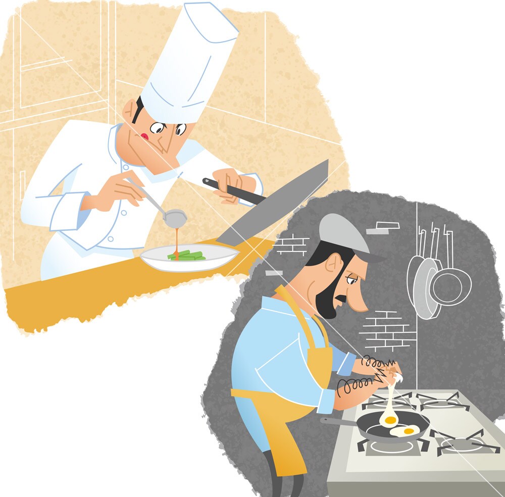 料理をする男性のイラスト