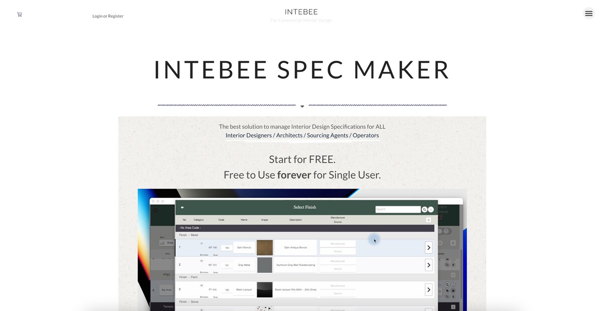 INTEBEE - インテリアデザイナーのためのシステム