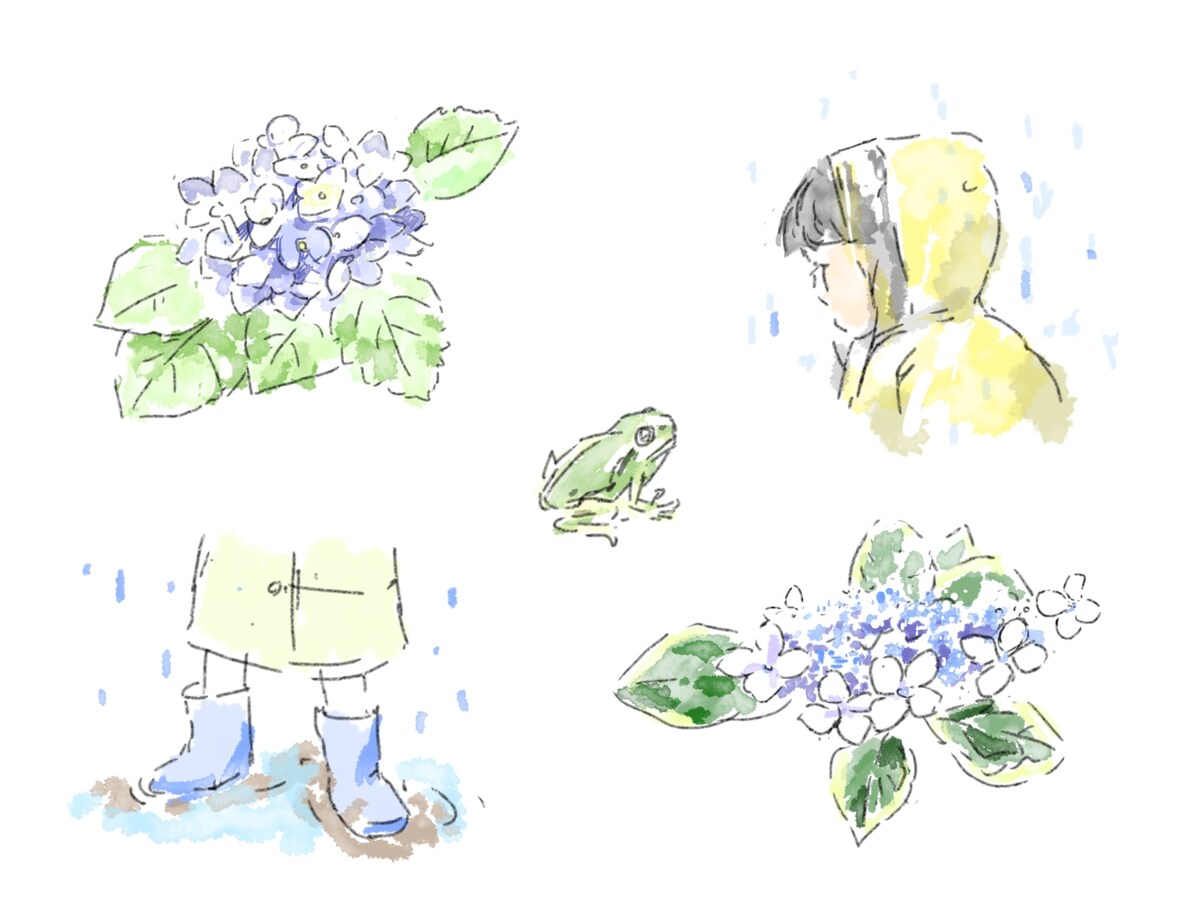 梅雨のカットイラスト