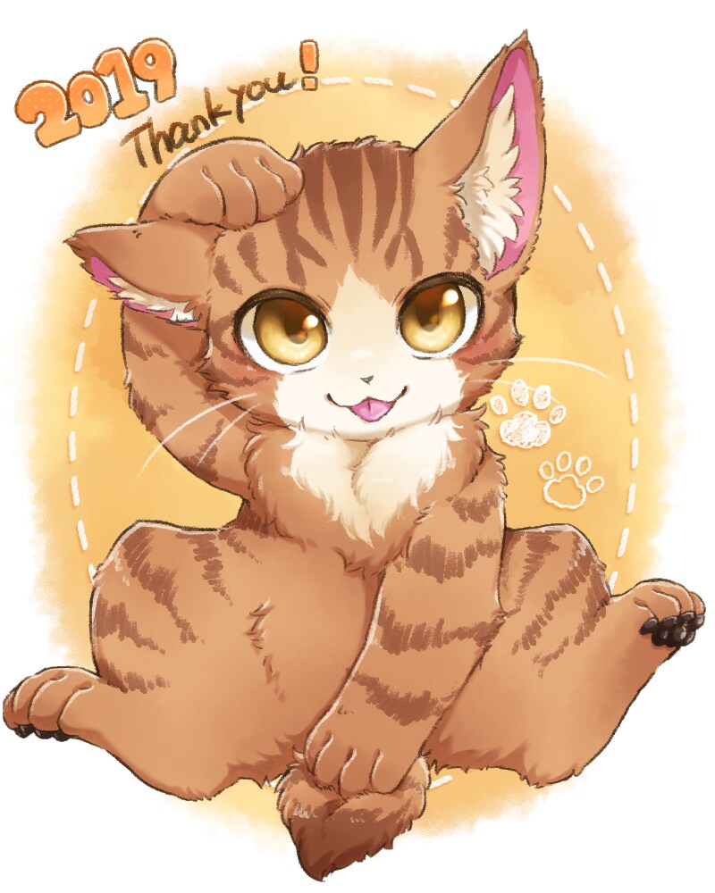 2019年の描き納めにゃーちゃん