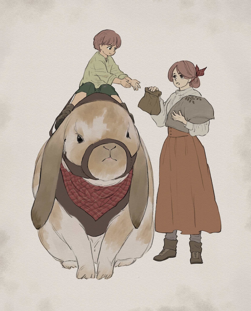 動物+人物立ち絵イラスト