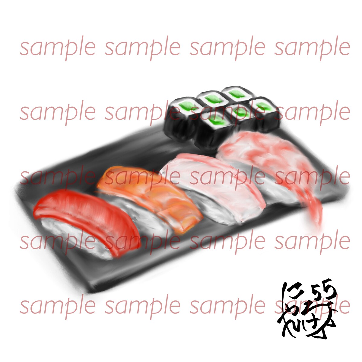 寿司(油絵調)