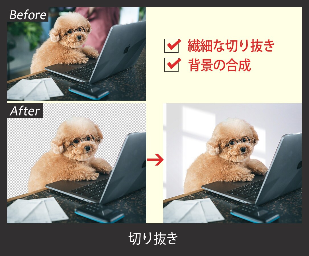 画像を切り抜き・背景の合成も出来ます