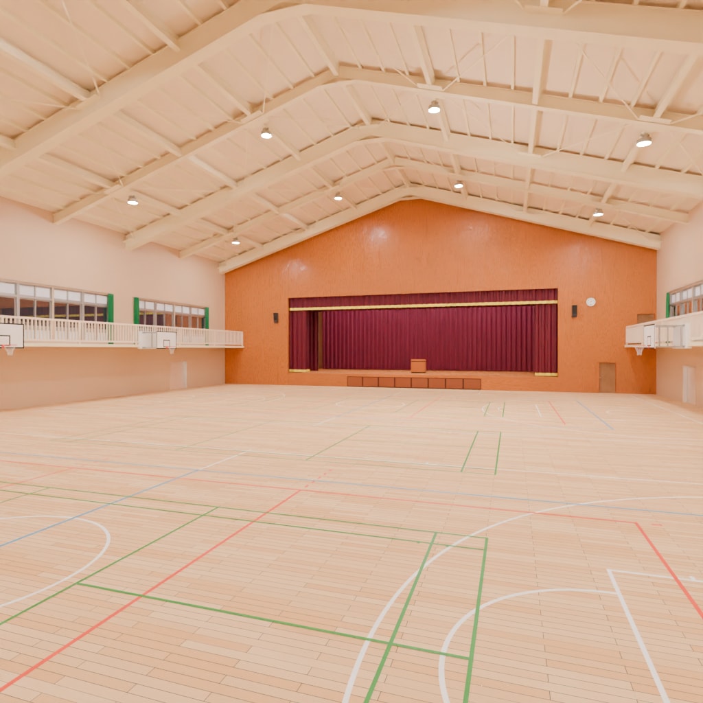 学校体育館の3Dモデル