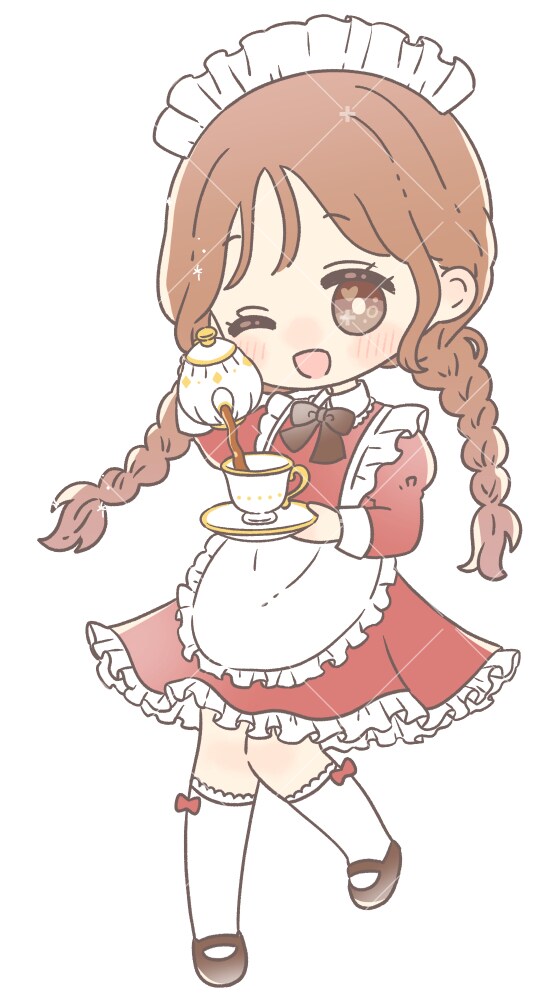 3頭身ミニキャラ　メイドさんイラスト