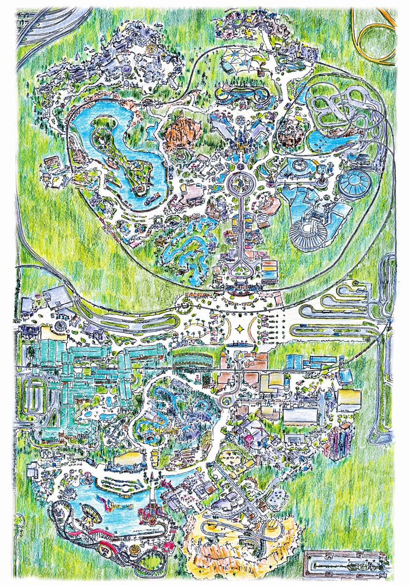 カリフォルニアディズニーランド手描きMAP