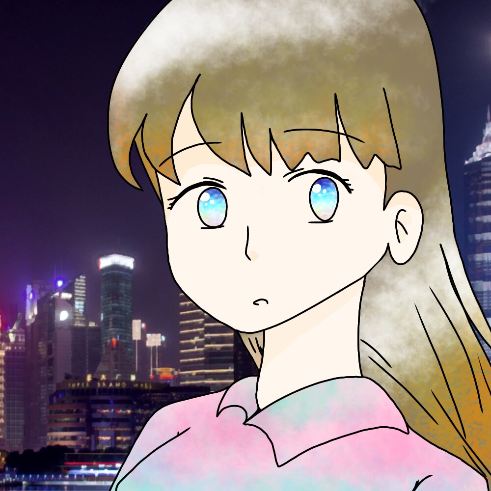 夜景と女性