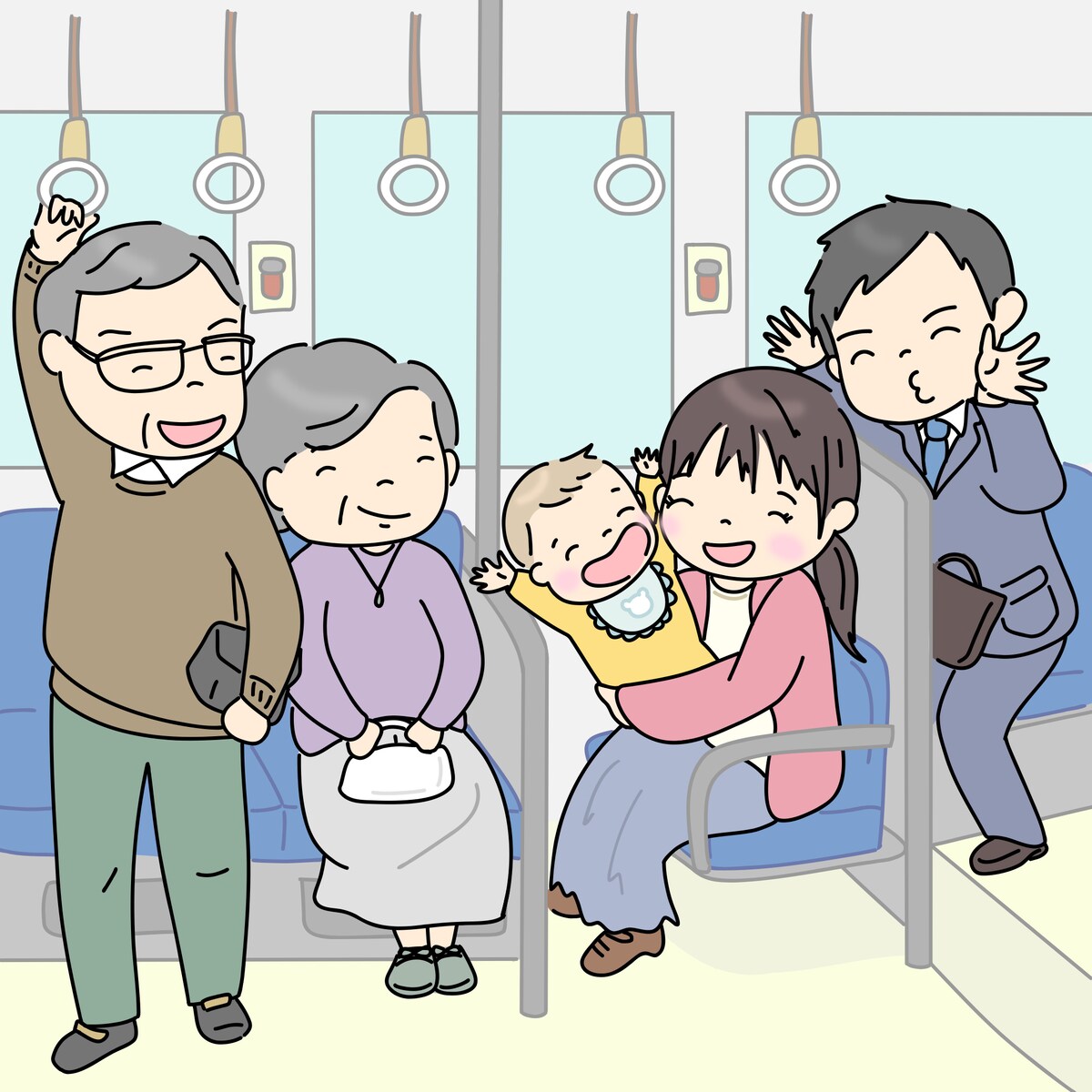 バスの中と微笑ましい場面
