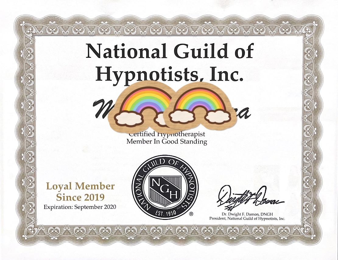 米国催眠士協会（NGH)認定ヒプノセラピスト認定証