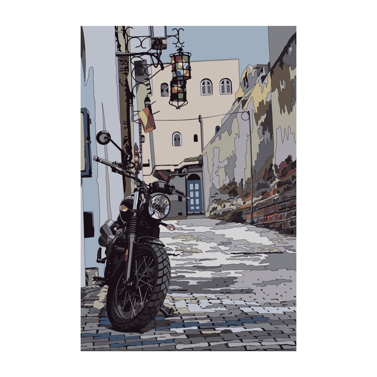 T-scrambler.港町の路地裏にて。