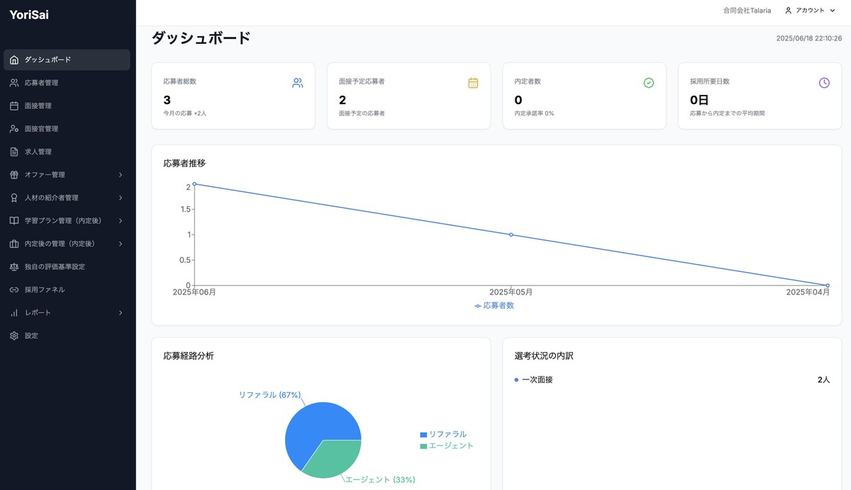 弊社が開発をした採用管理アプリです。