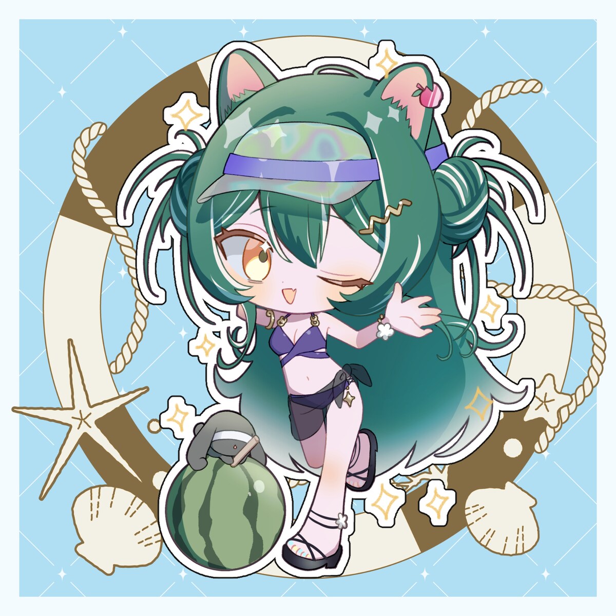 深翠ちとげ　水着ミニキャラ