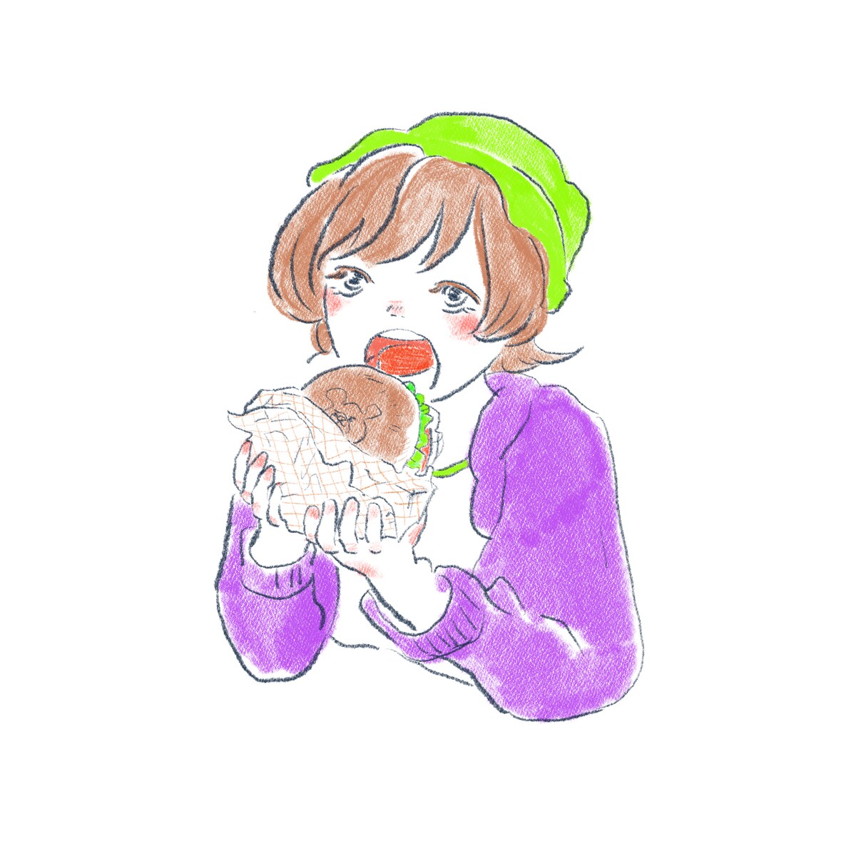 ハンバーガーを食べる女の子