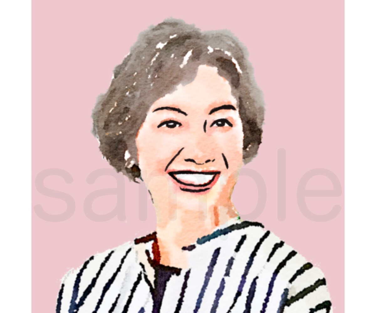 シニア世代の女性の似顔絵イラストサンプル